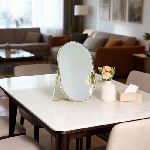 Feyarl Oval Vanity Mirror 12x8 Inch - Gold Cosmetic Mirror