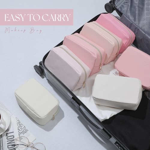 Sweetude 10 Pcs Makeup Bag Bulk Preppy Gift PU Leather Cosmetic Bag Small Skincare Toiletry Pouch with Zipper Valentine Cosmetic Pouch for Women Valentine Wedding Gift Favors(Pink)