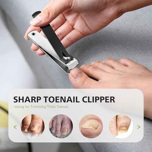Heavy Duty Straight Blade Nail Clippers for Thick Toenails, Professional Stainless Steel Fingernail Toenail Clippers Trimmers - Thick Wide Jaw Toe Nail Clippings for Seniors, Men & Women - Black