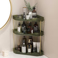 Lifewit 3-Tier Corner Bathroom Counter Organizer, Plastic Makeup Skincare Organizers Storage Countertop, Large Sink Cosmetic Perfume Shelf for Bedroom, Dresser, Kitchen, Vanity, Green, 39 cm/15inch(H)