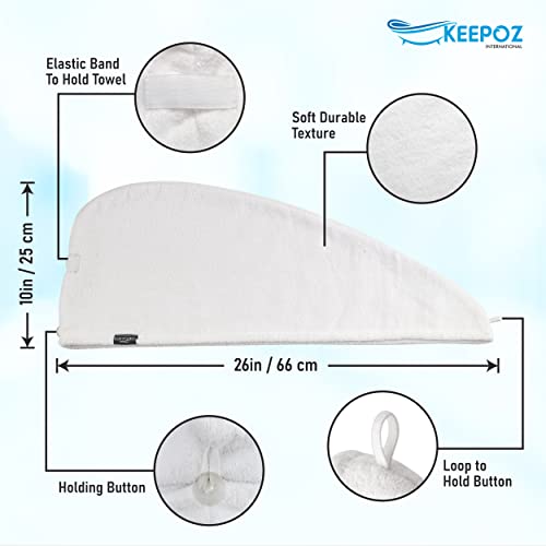 KEEPOZ Cotton Hair Towel Wrap with Button - Quick Dry