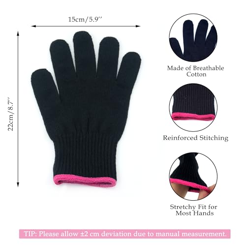 Heat Resistant Hair Styling Glove for Curling Iron, Pink Edge