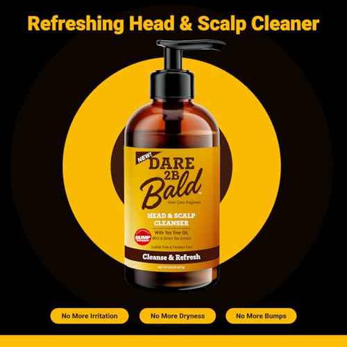 high time Dare 2B Bald Head & Scalp Cleanser | Bald Head Moisturizer for Men | Bald Head Care Regimen | with Tea Tree Oil, Mint & Green Tea Extract - 8 FL OZ