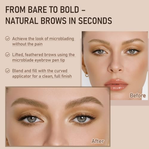 Dual-Ended Microblading Eyebrow Pen - 4D Brow Brush & Precision Tip