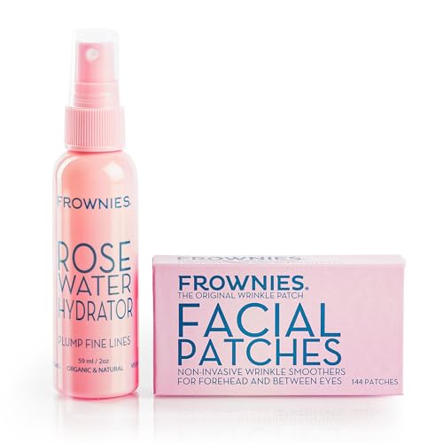 Frownies Forehead Wrinkle Patches & Rose Water Hydrator Kit (144 Ct)
