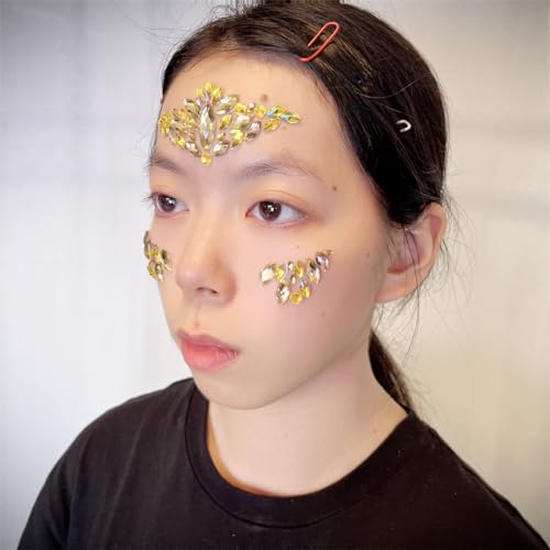 face gems silver gold halloween makeup face jewels body glitter rhinestone rave festival face body temporary tattoos felf-adhesive crystal sticker for music festivals bohemian