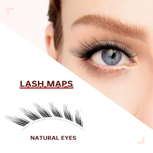 Lash Extension Kit, Foxy Layered Style, Pre-mapped Faux Mink Individual Cluster Lashes, Lightweight & Barely-There Feel, Soft & Wispy, Waterproof Bond & Seal, Tweezers & Remover, Easy DIY
