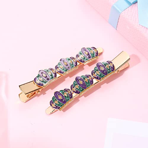 Mardi Gras Hair Clips Glitter Fleur De Lis Mask Hairpins Carnival Crown Hat Alligator Metal Clip Purple Green Yellow Hair Barrettes Parade Holiday Party Styling Hair Accessory for Women