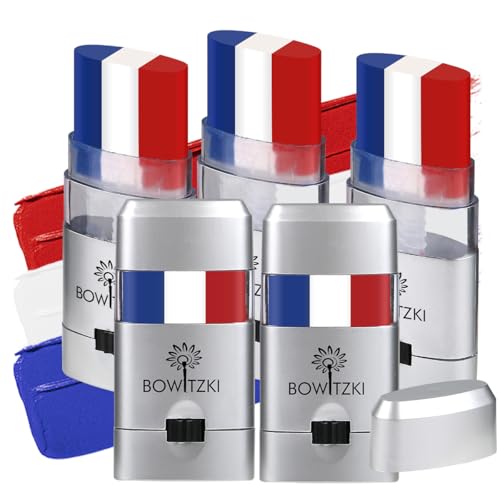 5Pcs Red White Blue Face Paint Sticks - Patriotic Makeup