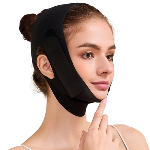 Mr.Jing Black Face Slimming Strap for V-Line Lift & Double Chin Reduction, Medium