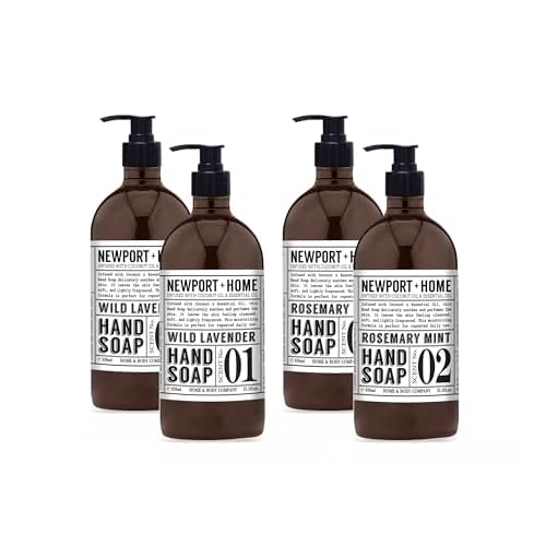 Newport Home Hand Soap, Wild Lavender and Rosemary Mint, 21.5 fl oz, Set of 4, Home and Body Co