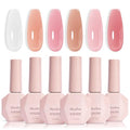 MelodySusie Nude Pink Jelly Gel Nail Polish Set - Milky or Jelly Texture, 6PCS 7.5ML