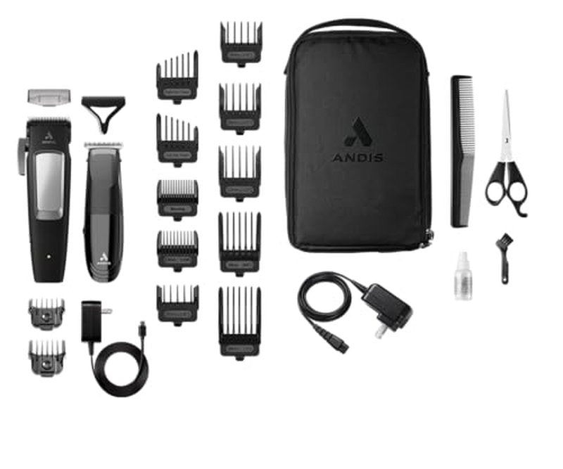Andis Cordless Hair Clipper & T-Blade Trimmer Combo Set - 23-Piece Kit
