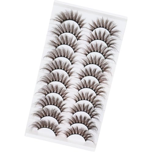 Brown Mink Eyelashes 10 Pairs - Wispy Fluffy 3D Strip Lashes