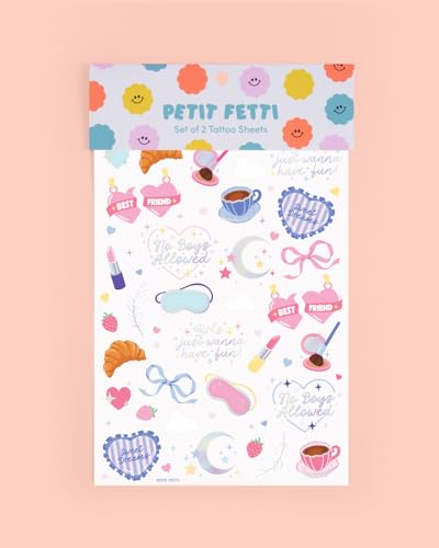 xo, Fetti Sleepover Temporary Tattoos - 72 Iridescent Foil
