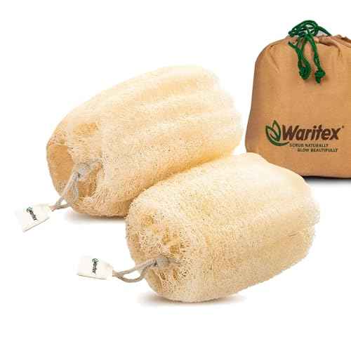 Waritex Premium Natural Egyptian Loofah Sponges, Made from 100% Natural Organic Material, Gentle Skin Exfoliation, and Full-Body Spa Experience ? Eco-Friendly Loofah 2 Count (1 Pack)