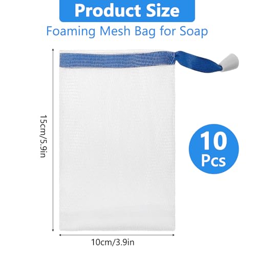 10 Pcs Soap Mesh Bags with Drawstring - Exfoliating Pouch Set