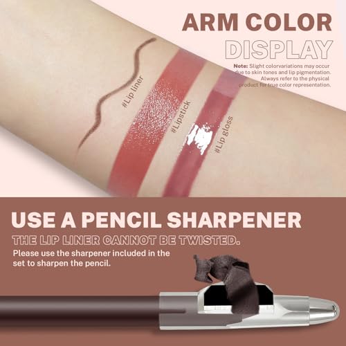 3PC Lip Combo Set – Brown Liner, Lip Balm & Gloss Trio