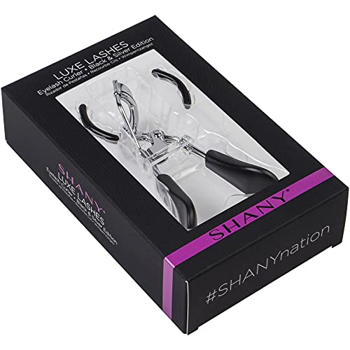 SHANY Luxe Lashes Eyelash Curler - Professional Makeup Tool with Two Silicone Replacement Pads, Gentle Curl, Crease-Free, No Pinching Or Pulling, Lightweight Design for Easy Travel - Jet Black