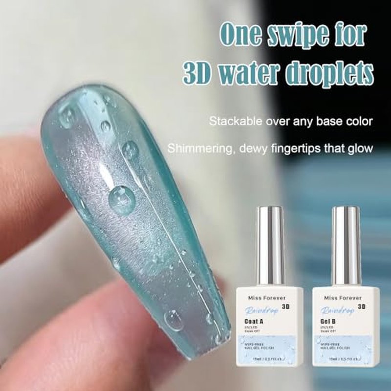3D Water Drop Gel Top Coat - UV/LED Soak Off Nail Art Kit (2x12ml)