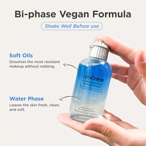 BIOCHEM Bi-Phase Eye & Lip Makeup Remover | Waterproof Mascara Cleanser