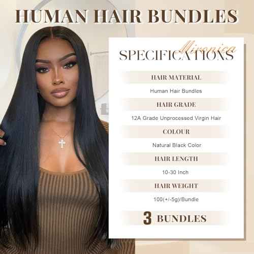 Straight Human Hair Bundles 10 12 14 Inch 12A Brazilian 3 Bundles Deals Human Hair 100% Unprocessed Virgin Hair Double Machin Weft for Black Women Natural Black Color Hair Extensions