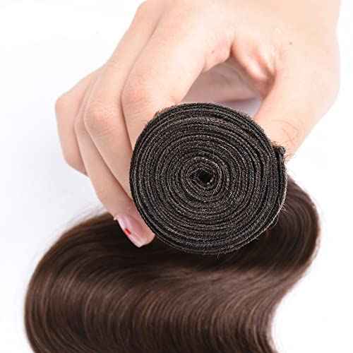 #4 Brown Bundles Human Hair Body Wave Human Hair Bundles 22 22 22 Inch Chocolate Brazilian Hair 3 Bundle Unprocessed Virgin Remy Hair Extensions 50 Gram Per Bundle