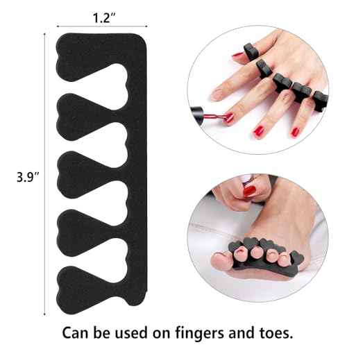 Toe Separators Set - 52 Pieces Premium Pedicure Tool, Spa Party Salon Polishing Separator (Black)