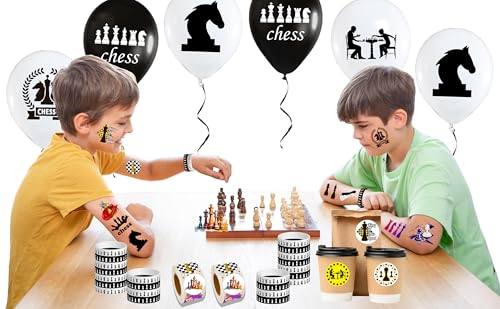 192 Pcs Chess Theme Temporary Tattoos Party Favors