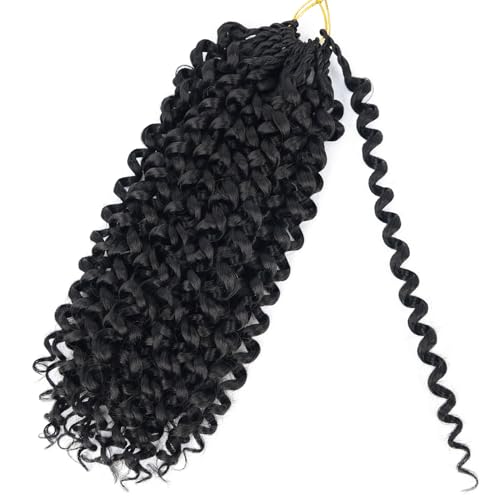MAYSA 18-Inch Pre-Looped Curly Crochet Hair Extensions - 120 Strands Water Wave - Natural Black