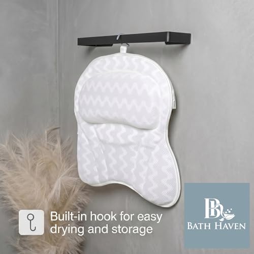 Bath Haven Spa Pillow with Suction Cups - Thick Neck & Back Support