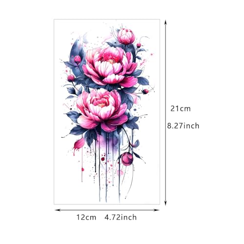 Realistic 3D Temporary Tattoos - 24 Pack Waterproof Floral