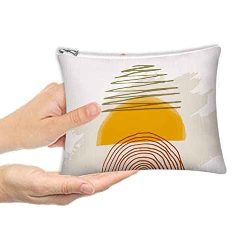 9Pcs Boho Cosmetic Bags Rainbow Retro Makeup Bag Sunshine Canvas Makeup Pouch for Purse Boho Nature Cosmetic Pouch Mid Centry Decor Travel Accessory Pouch