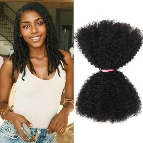 Teresa Springy Afro Twist Human Hair for Braids and Dreadlocks, Natural and Soft pre Fluffed Spring Twist Hair Can be Dyed and Bleached (18 Inch, 50g/Pack)