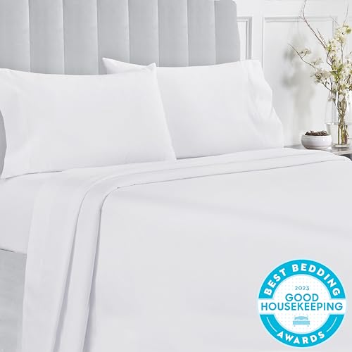 California Design Den King Size Sheets Set, Good Housekeeping Award Winner, 400 Thread Count 100% Cotton Sateen Deep Pocket King Sheet Set, King Sheets, Softer Than Egyptian Cotton Sheets (White)