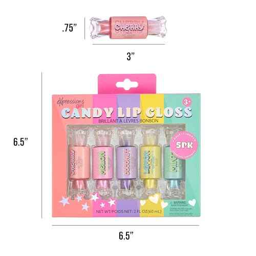 EXPRESSIONS 10pc Candy Lip Gloss Set Fruity Flavored Lip Gloss Tubes w/Precision Applicator, Safe and Non-Toxic Gift Set For Girls