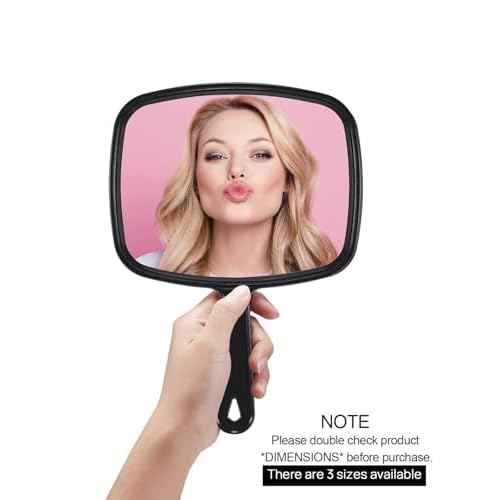 PROTECLE Hand Mirror,9.3" L x 6.7" W Salon Barber Hairdressing Handheld Mirror with Handle, Square Black