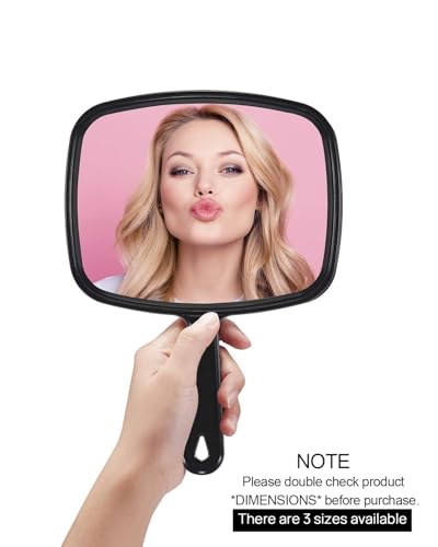 PROTECLE Hand Mirror 9.3" Barber Mirror, Distortion-Free Black