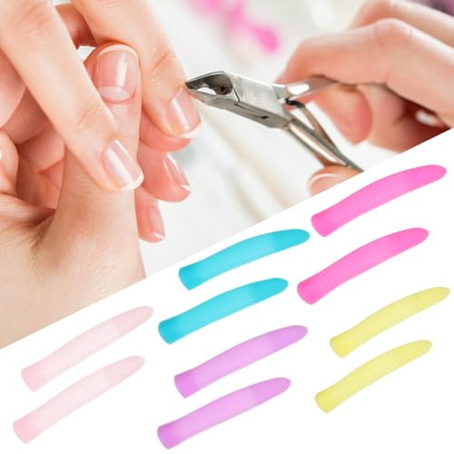 Mipcase Anti-Slip Handle Covers for Nail Cuticle Scissors 5 Pairs Silicone Sleeves for Manicure Pedicure Tools Nail Art Accessories