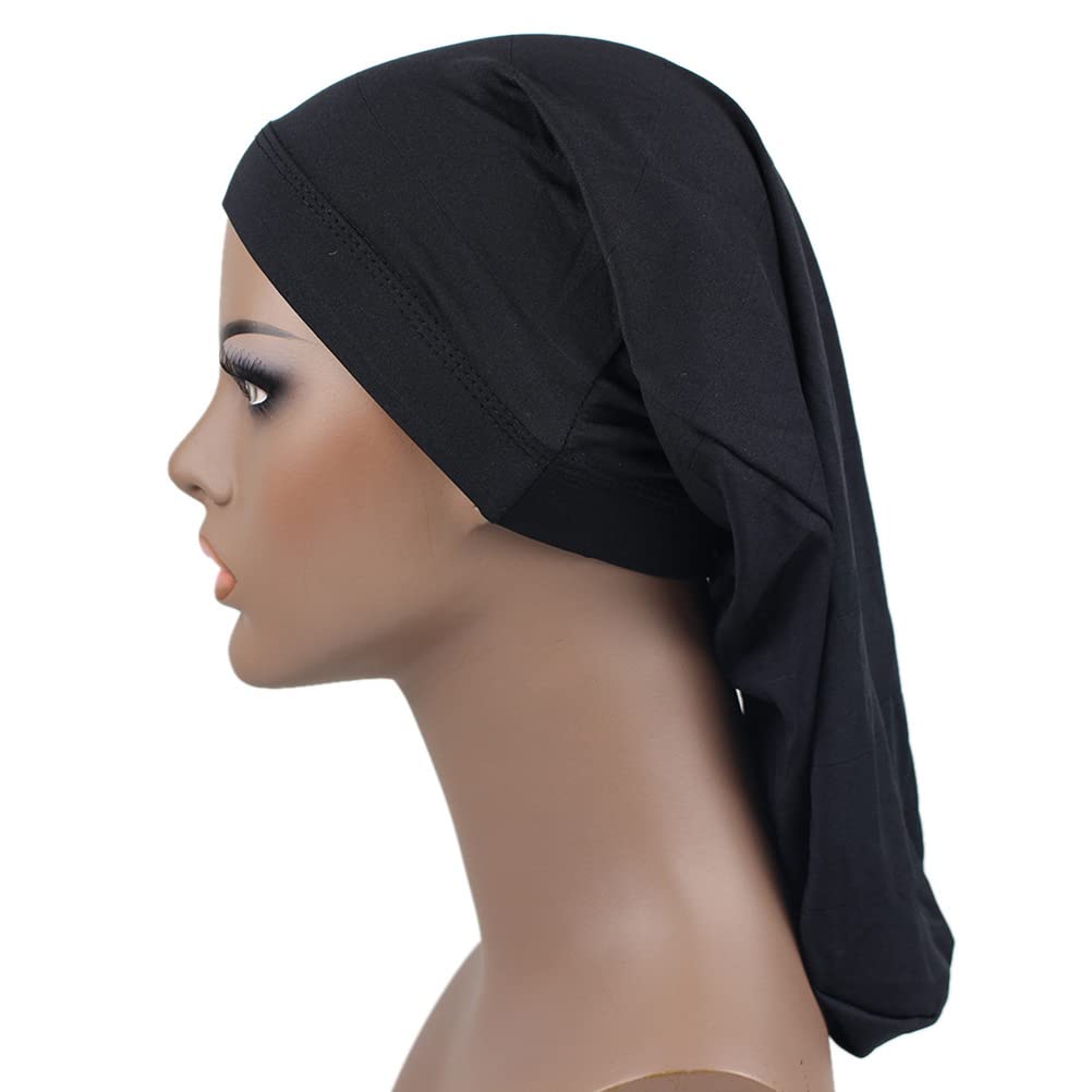 Unisex Spandex Braids & Dreadlocks Cap 3 Packed,Jumbo Satin Night Sleep Bonnet Hair Covers for Men Women (A1-Black-3 Packed)