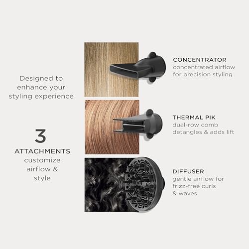 Conair Infiniti Pro Hair Dryer with Diffuser Plus 2 Other Attachments and Drawstring Storage Bag | Performa Series Hair Dryer | Blow Dryer with Professional Performance Motor | Black