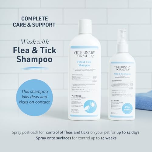 Veterinary Formula Flea and Tick Shampoo for Dogs and Cats & Clinical Care Antiseptic and Antifungal Medicated Shampoo for Dogs & Cats