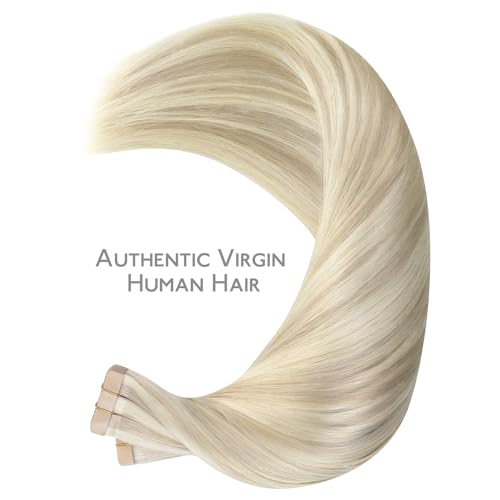 WENNALIFE 18" Ash Blonde Highlighted Tape-In Hair Extensions - 40pcs