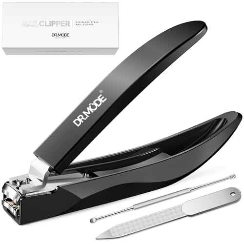 DRMODE Nail Clippers for Men with Catcher, Anti Splash Self-Collecting Finger Nail Clippers Adult with Ergonomics Long Handle, Heavy Duty Mess Free Toenail Clippers Nail Cutter Unique Gifts for Women