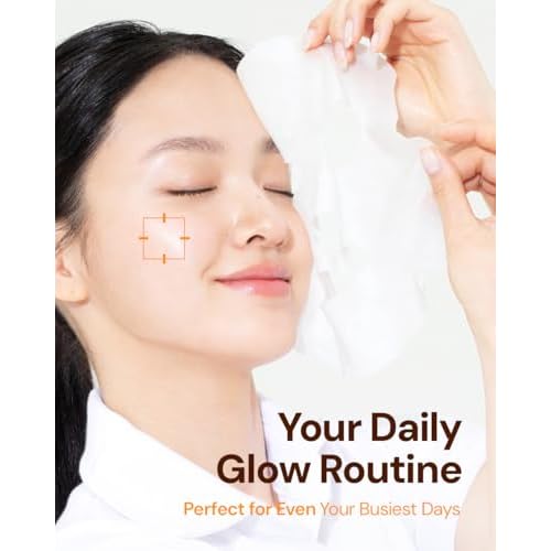 Vita Genic Jelly Face Glowing Mask 10EA ? Hydrating Sheet Mask for Sensitive Skin, Korean Glass Skin Care with Vitamin C, Biotin & Niacinamide, Fragrance-Free, Pack of 2