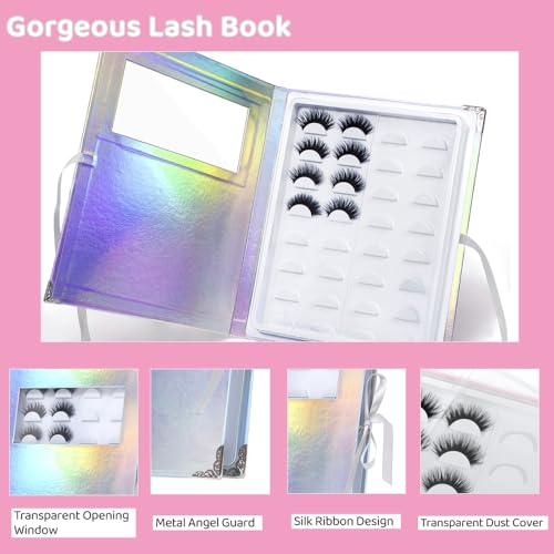 False Eyelash Storage Book - Holds 16 Pairs with Tweezers