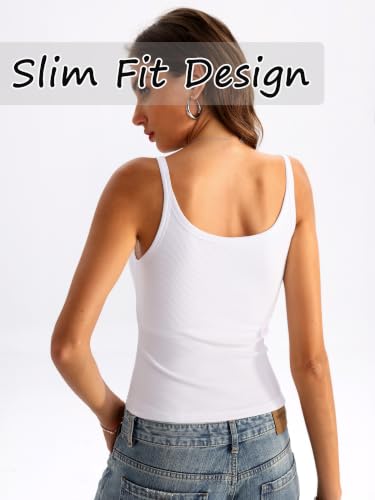 Women's Ribbed Crop Tank Top with Built-in Bra