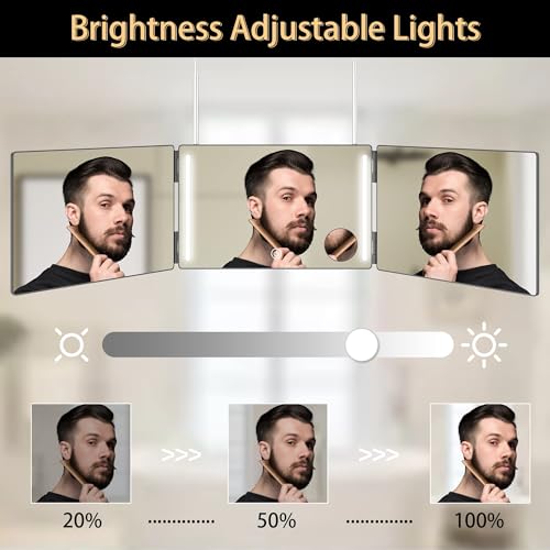 3-Way LED Lighted Mirror with Magnifying Glass for Hair Braiding
