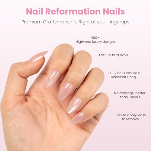 Soft Pink Almond Press-On Nails - 32 Piece Salon Quality Kit