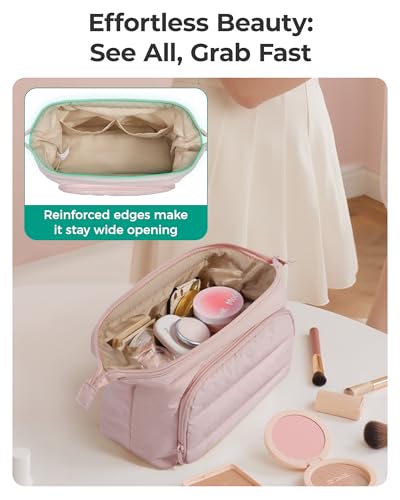 BAGSMART Travel Makeup Bag with Wide-Open Design & Organizer Pockets